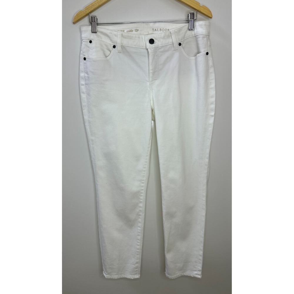Talbots Signature Ankle Jeans 12P White Cotton Stretch Denim Pants 12 Petite - Picture 2 of 10